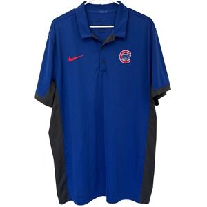 Nike Chicago Cubs Dri-Fit Polo Shirt Blue/Black Men's Size XL‎ MLB Genuine New